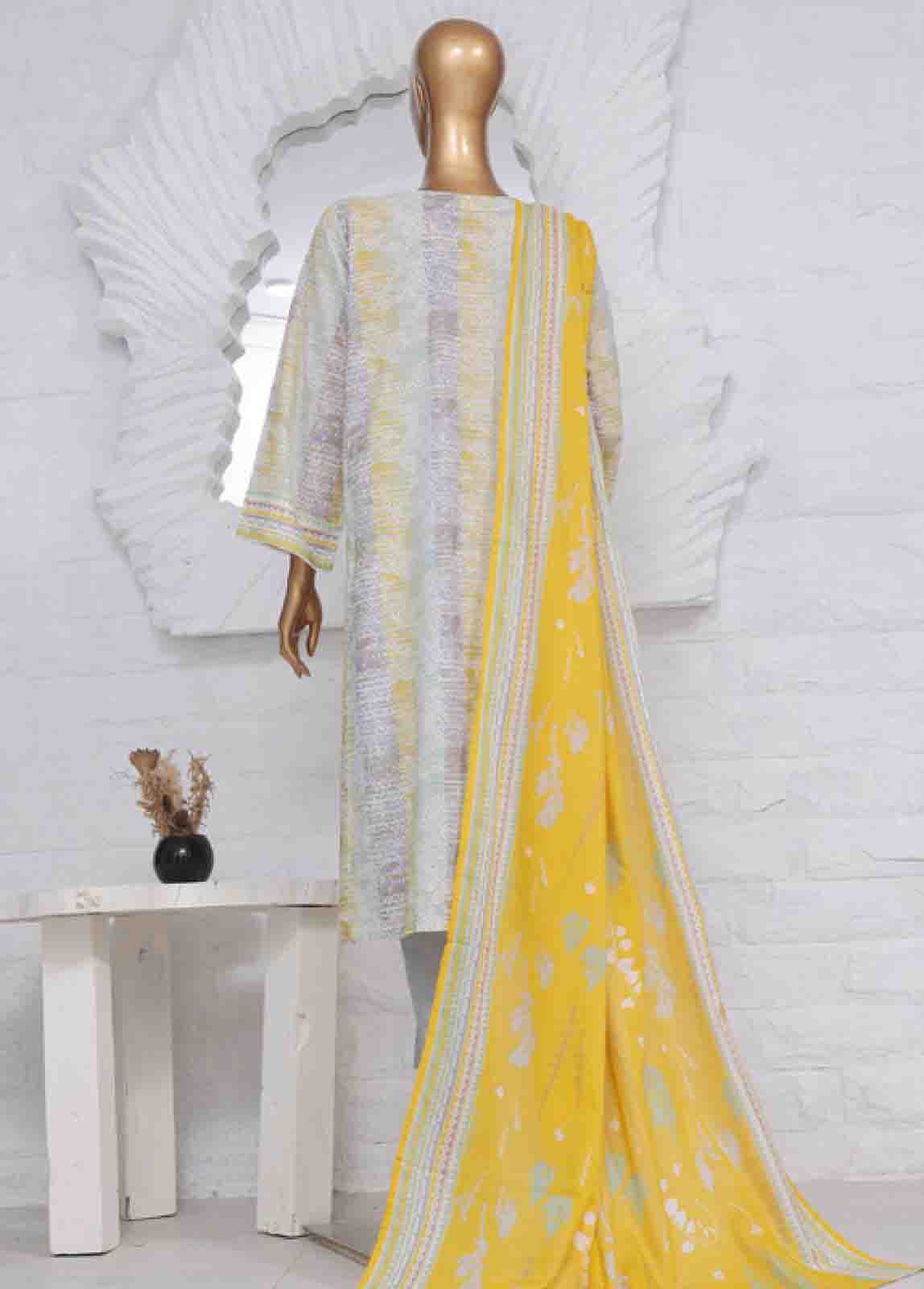 Bin Saeed Fabric - SM-604- 3 Piece Printed Stitched Suit