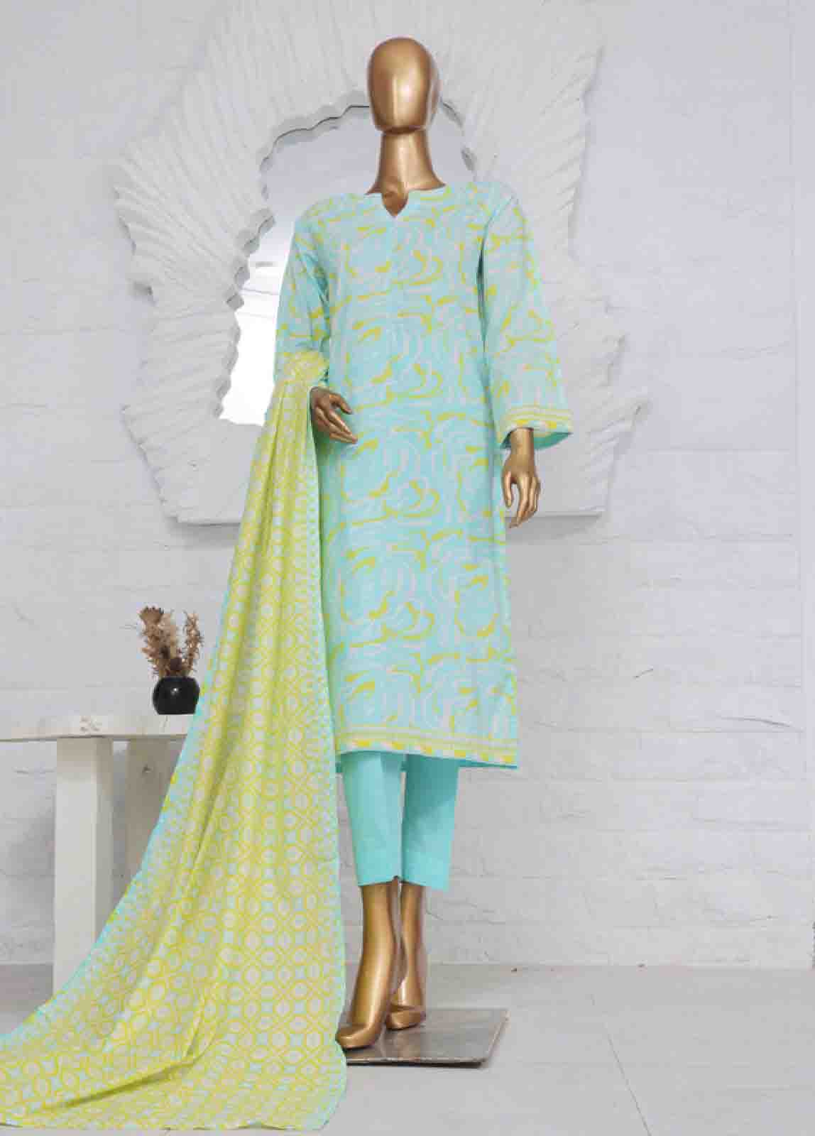 Bin Saeed Fabric - SM-606- 3 Piece Printed Stitched Suit