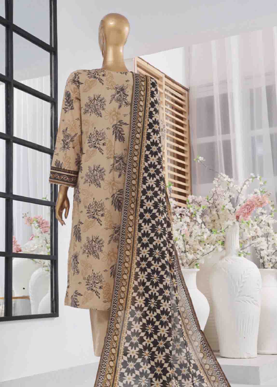 Bin Saeed Fabric - SM-607- 3 Piece Printed Stitched Suit