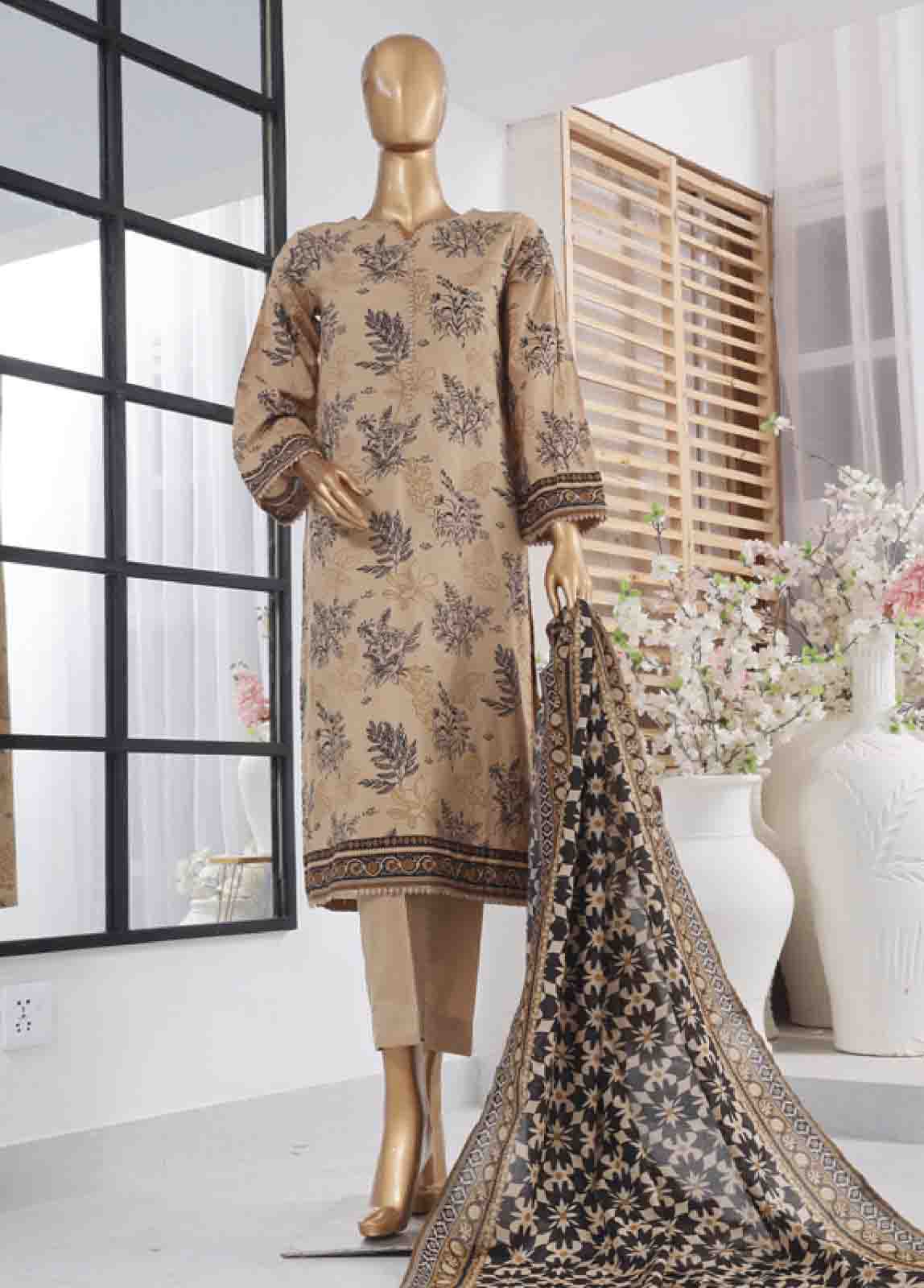 Bin Saeed Fabric - SM-607- 3 Piece Printed Stitched Suit
