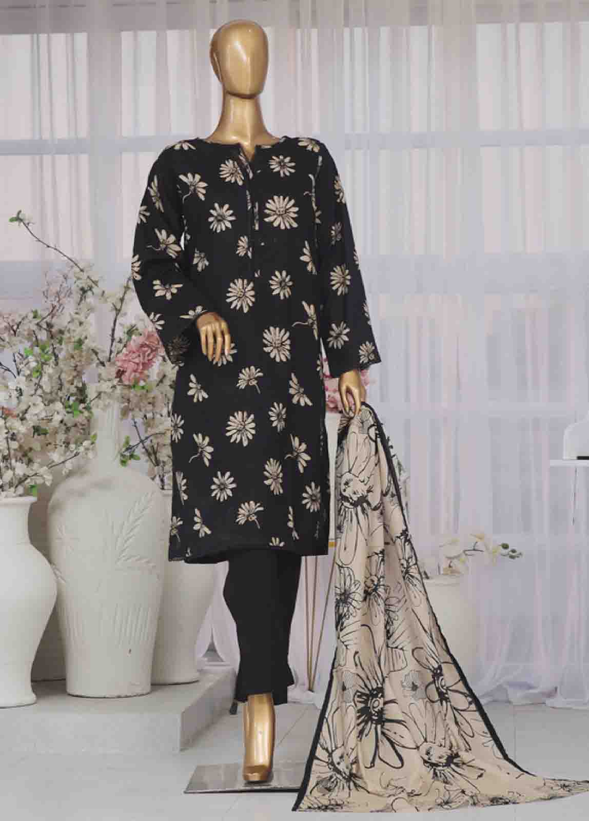 Bin Saeed Fabric - SM-608- 3 Piece Printed Stitched Suit