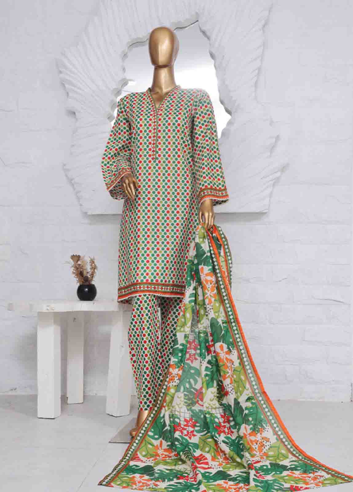 Bin Saeed Fabric - SM-616- 3 Piece Printed Stitched Suit
