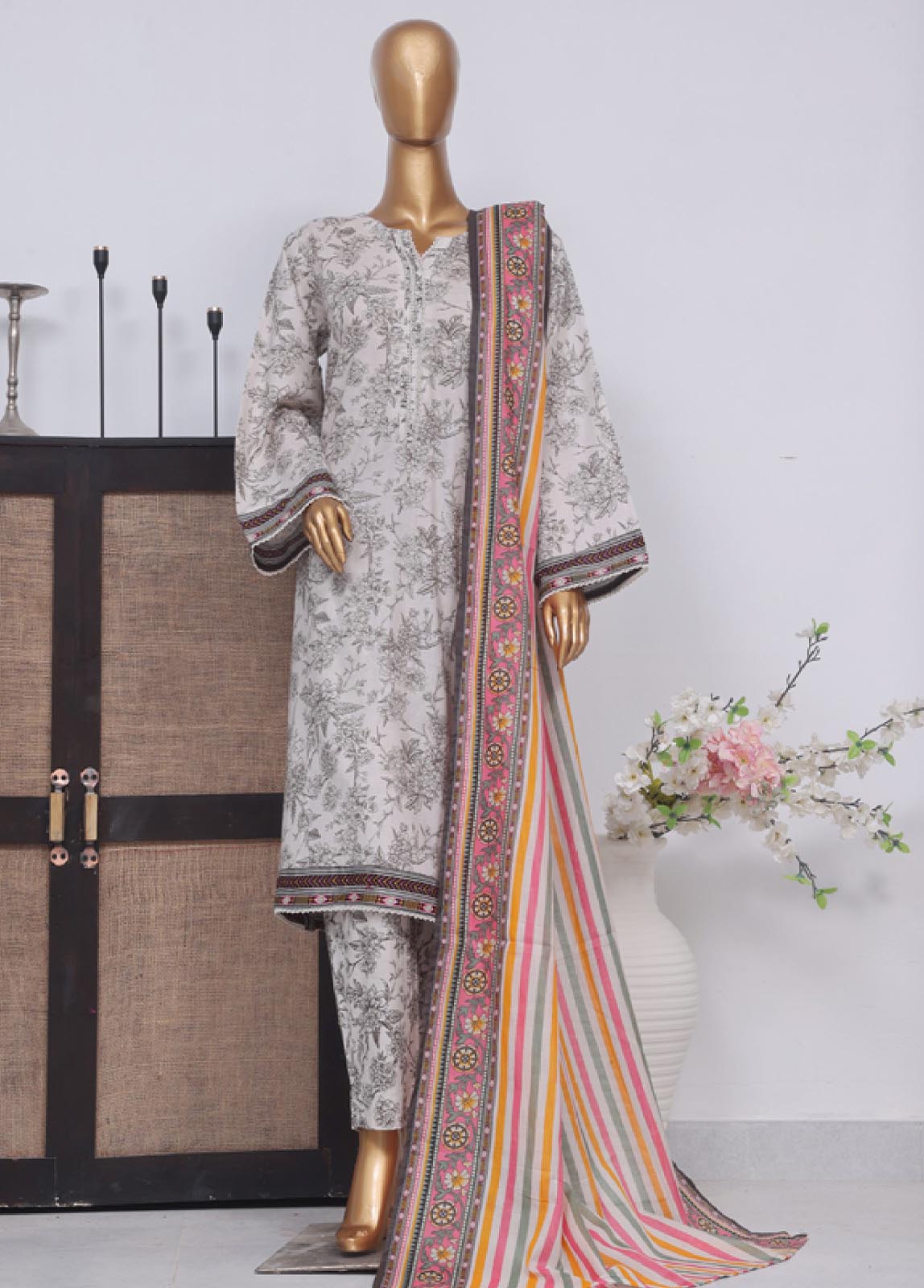 Bin Saeed Fabric - SM-617- 3 Piece Printed Stitched Suit