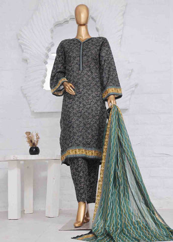 Bin Saeed Fabric - SM-619- 3 Piece Printed Stitched Suit