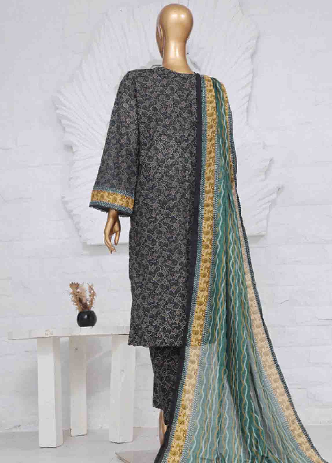 Bin Saeed Fabric - SM-619- 3 Piece Printed Stitched Suit