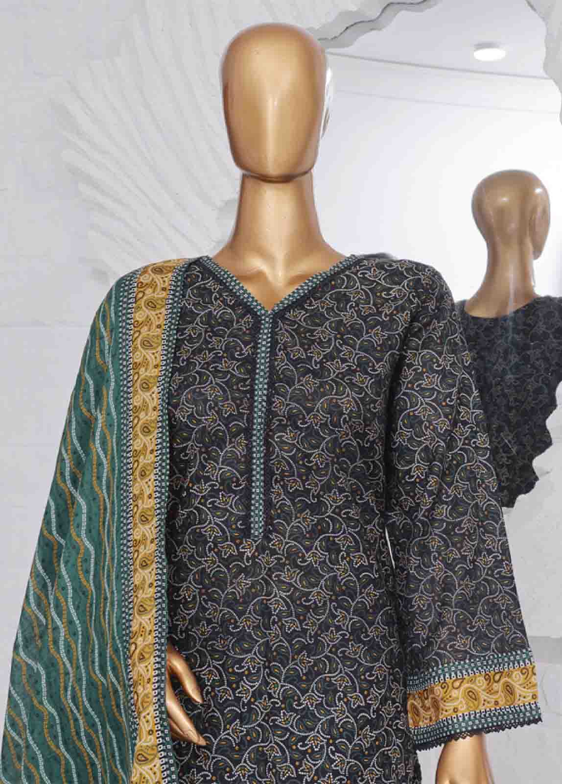 Bin Saeed Fabric - SM-619- 3 Piece Printed Stitched Suit