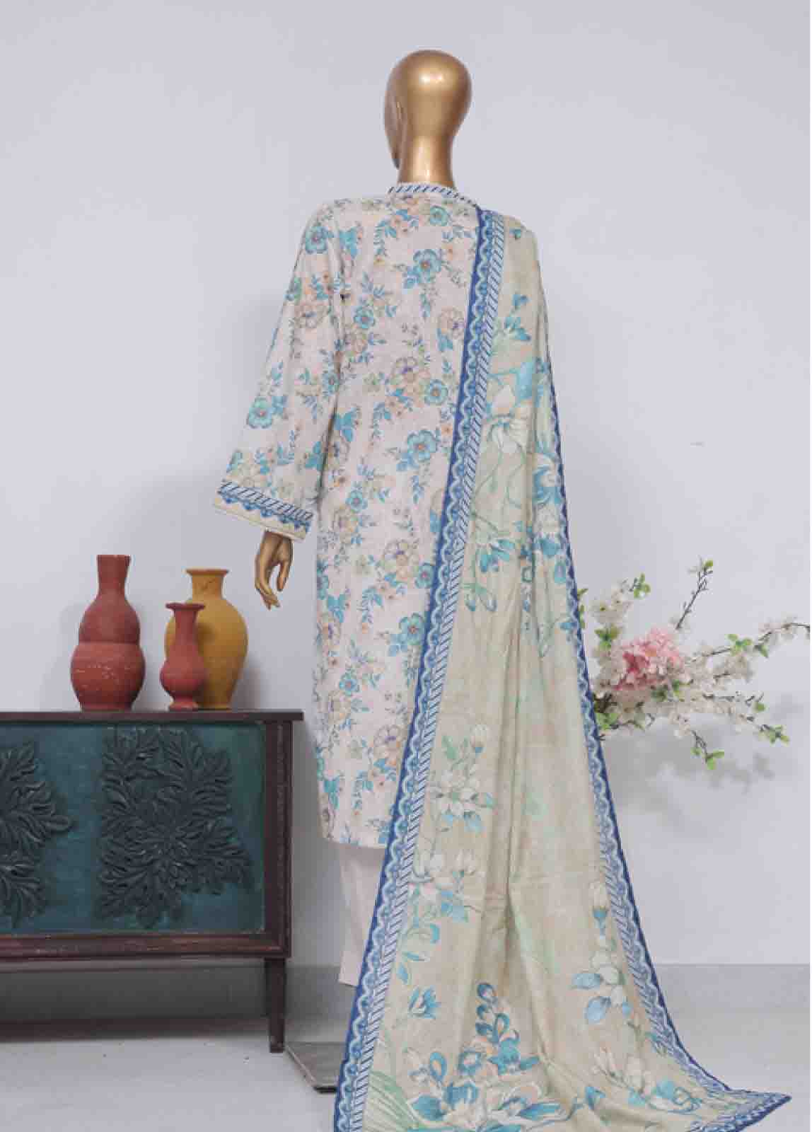 Bin Saeed Fabric - SM-735- 3 Piece Printed Stitched Suit