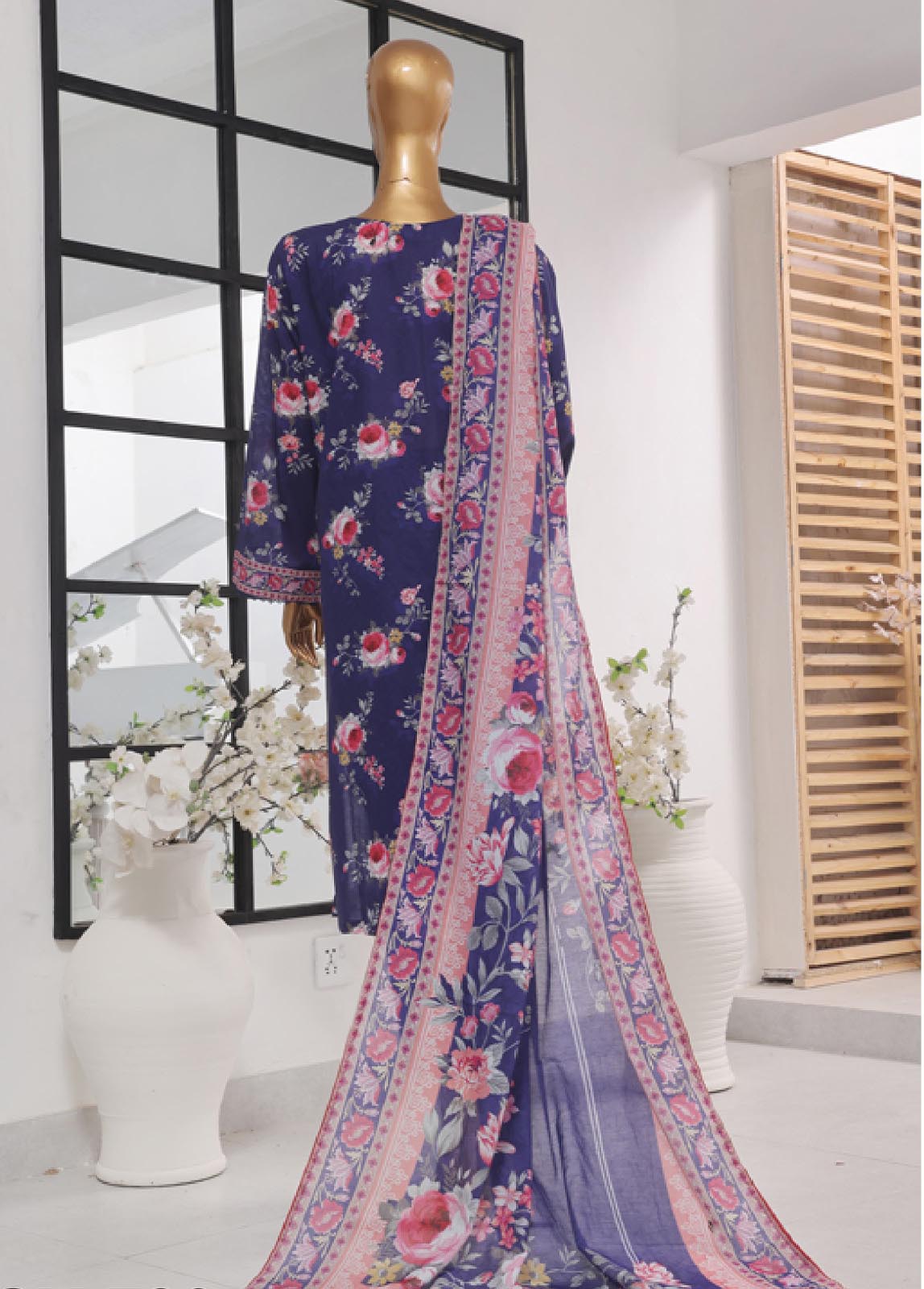 Bin Saeed Fabric - SM-736- 3 Piece Printed Stitched Suit