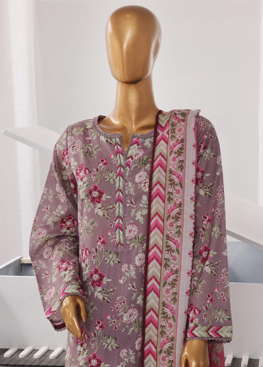 SM-737- 3 Piece Printed Stitched Suit