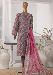 SM-737- 3 Piece Printed Stitched Suit