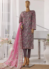 SM-737- 3 Piece Printed Stitched Suit