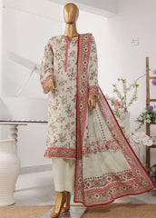 SM-739- 3 Piece Printed Stitched Suit