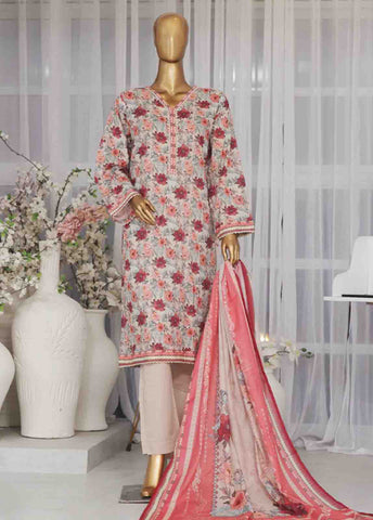 Bin Saeed Fabric - SM-744- 3 Piece Printed Stitched Suit