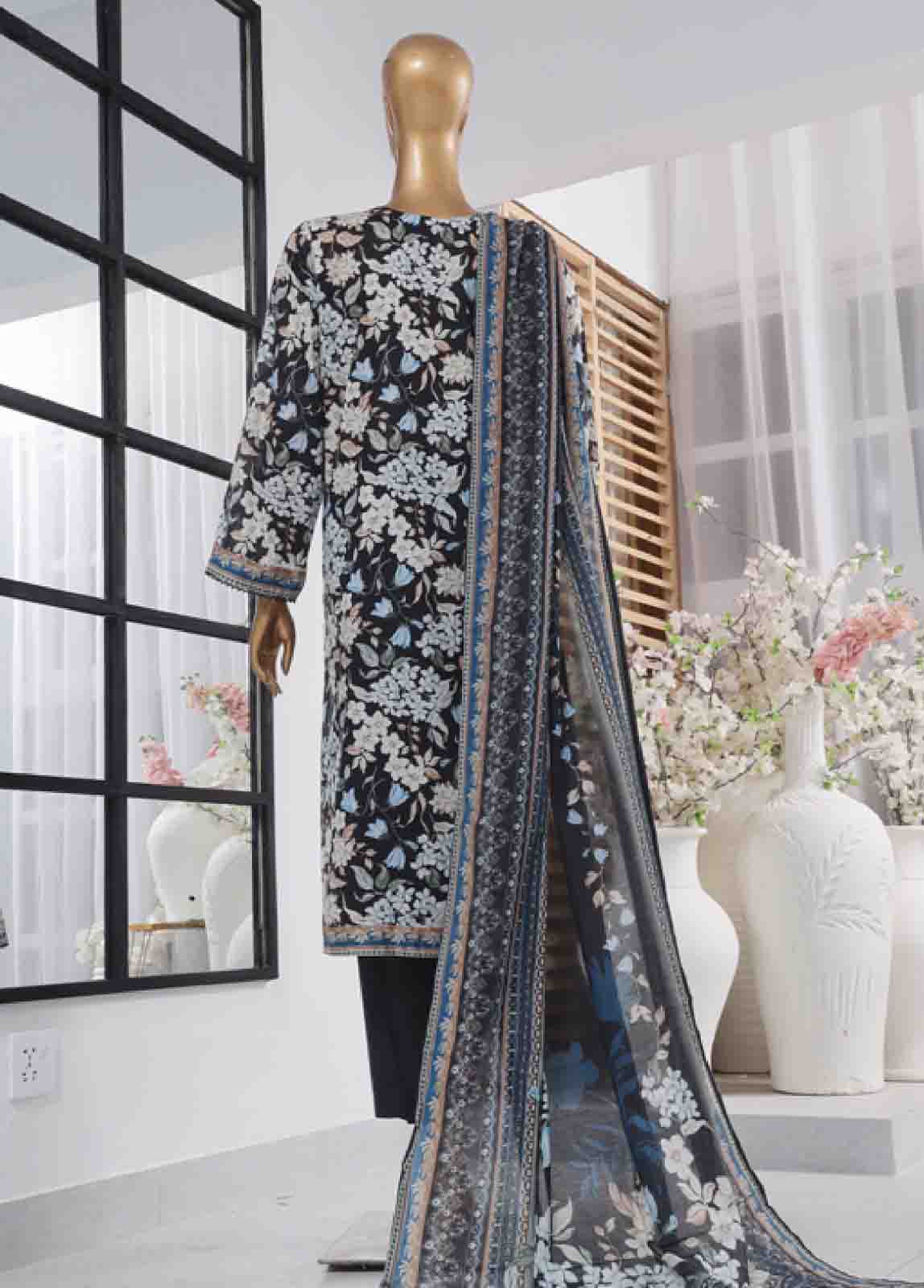 Bin Saeed Fabric - SM-746- 3 Piece Printed Stitched Suit