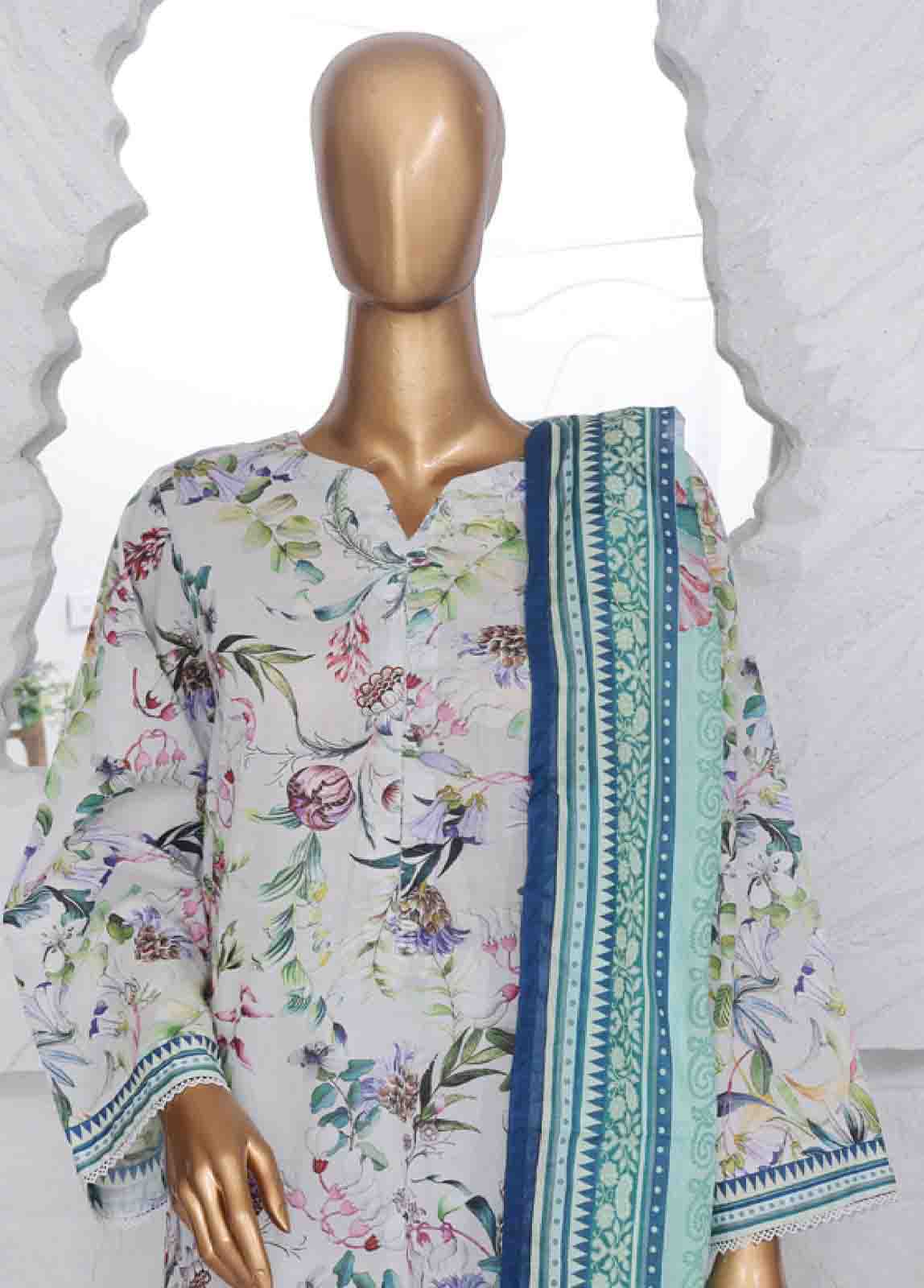 Bin Saeed Fabric - SM-747- 3 Piece Printed Stitched Suit