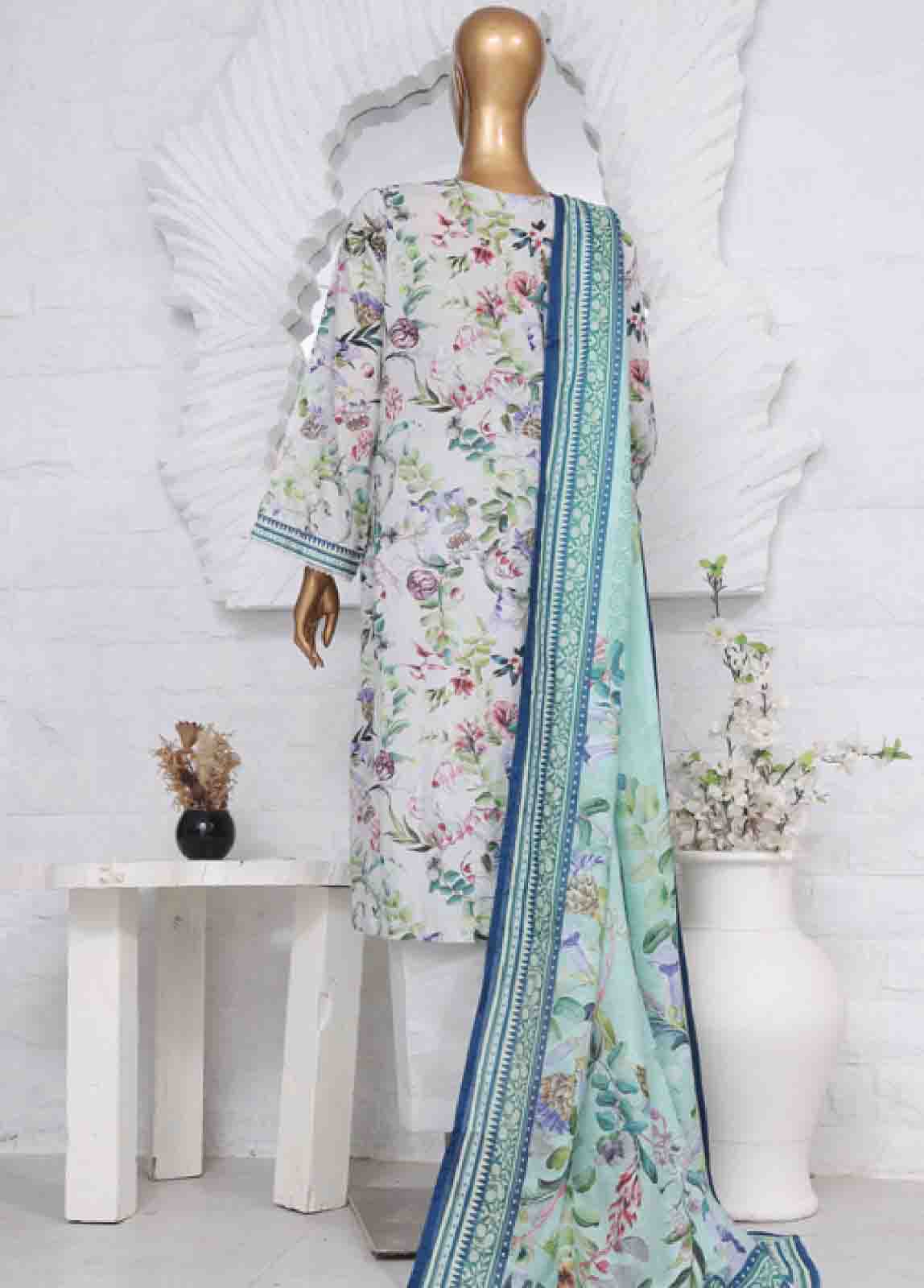 Bin Saeed Fabric - SM-747- 3 Piece Printed Stitched Suit