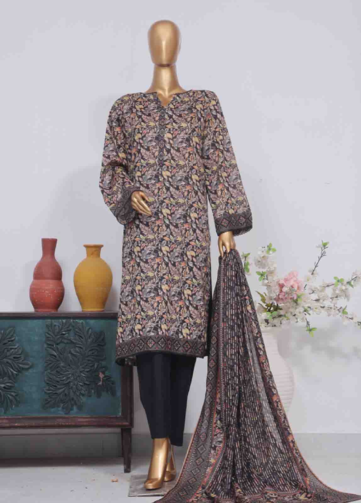 Bin Saeed Fabric - SM-748- 3 Piece Printed Stitched Suit
