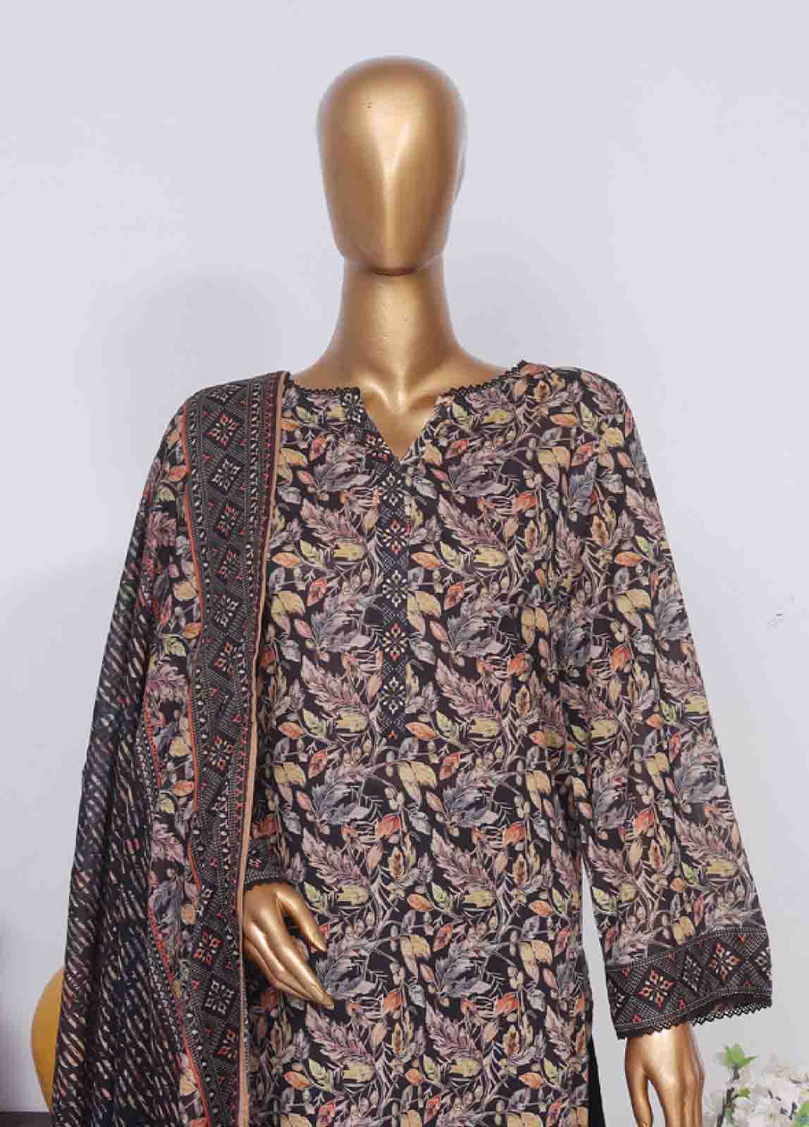 Bin Saeed Fabric - SM-748- 3 Piece Printed Stitched Suit