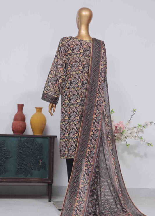 SM-748- 3 Piece Printed Stitched Suit