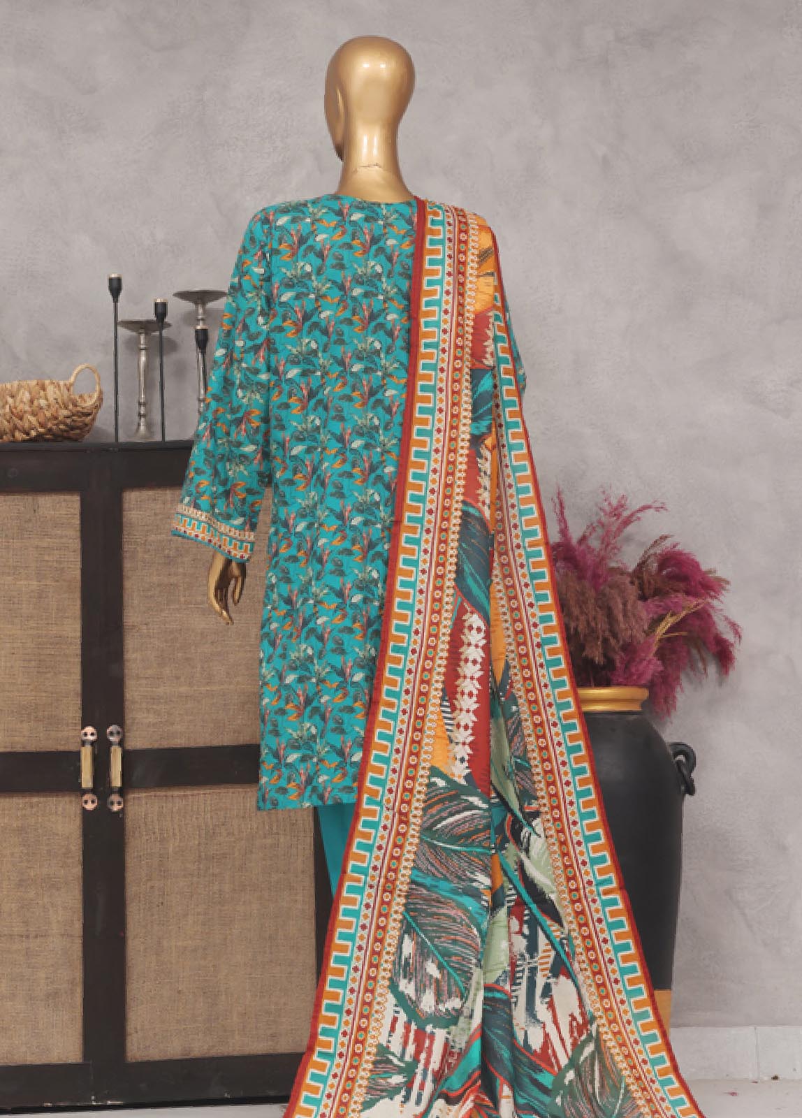 Bin Saeed Fabric - SM-749- 3 Piece Printed Stitched Suit