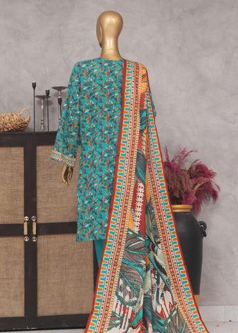 Bin Saeed Fabric - SM-749- 3 Piece Printed Stitched Suit