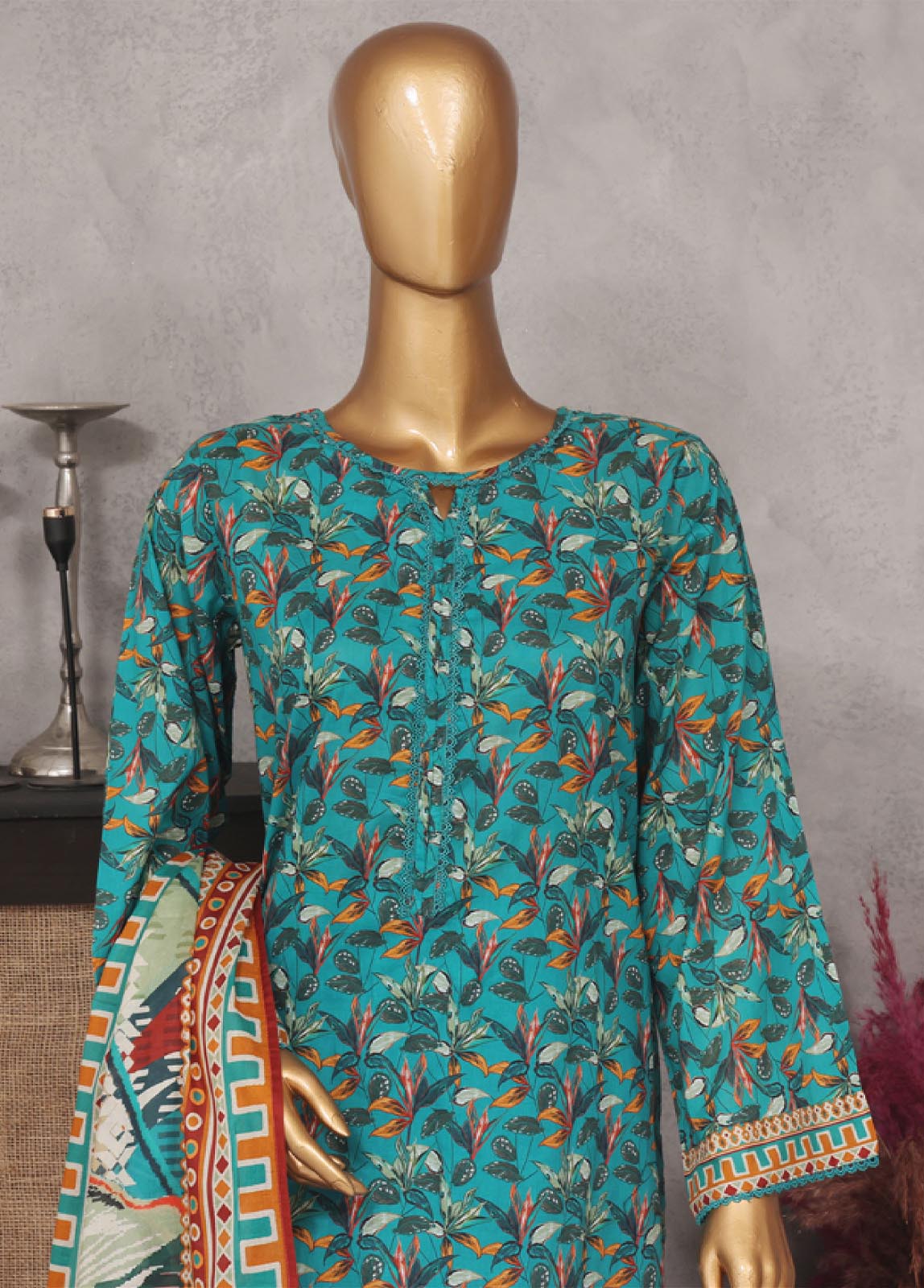 Bin Saeed Fabric - SM-749- 3 Piece Printed Stitched Suit