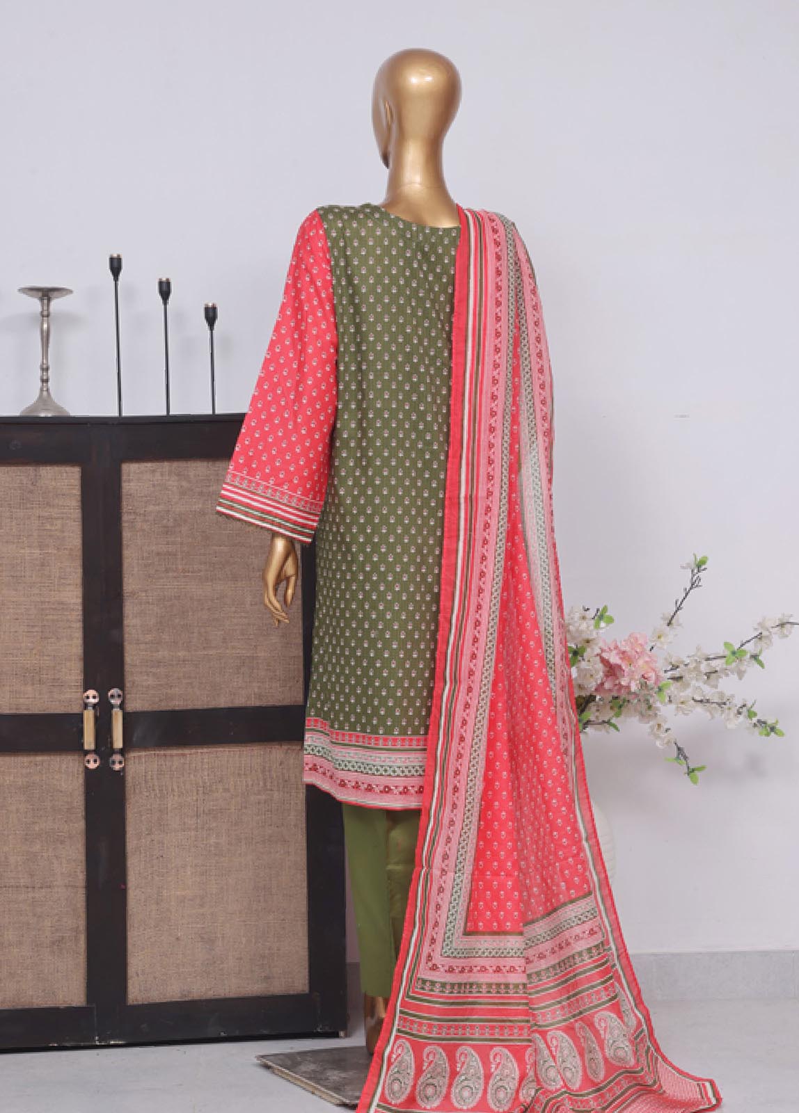 Bin Saeed Fabric - SM-753- 3 Piece Printed Stitched Suit