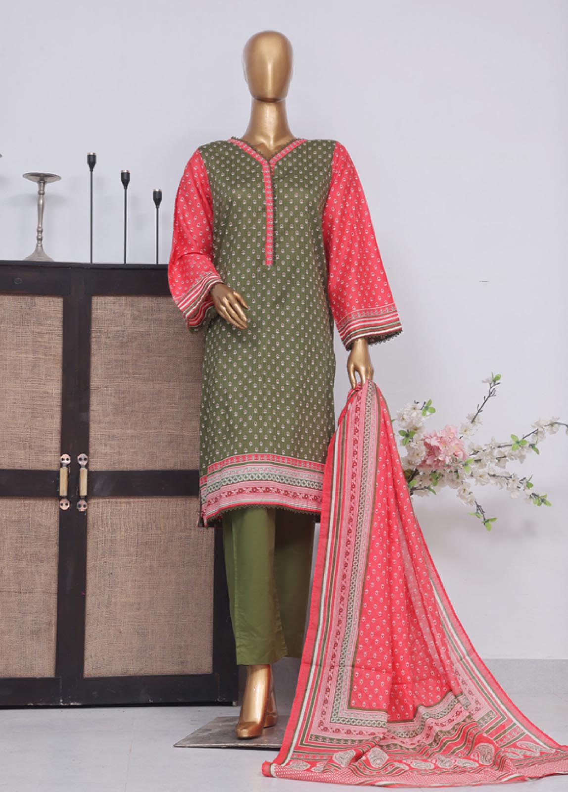 Bin Saeed Fabric - SM-753- 3 Piece Printed Stitched Suit