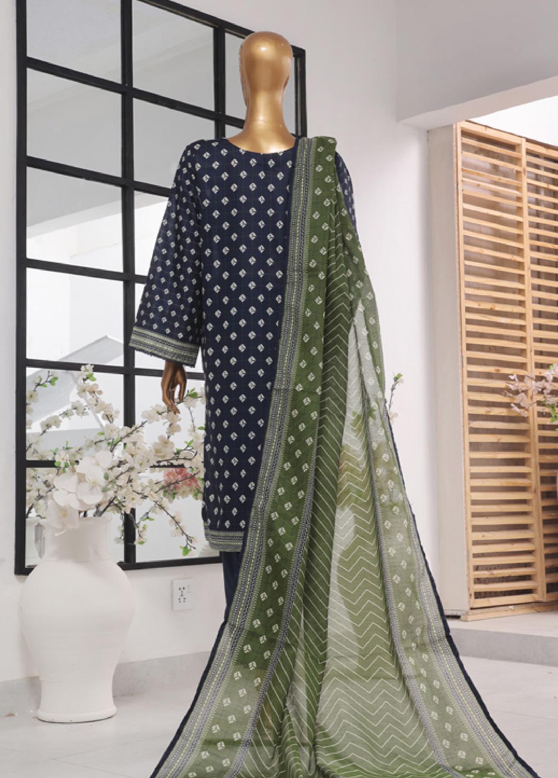 Bin Saeed Fabric - SM-755- 3 Piece Printed Stitched Suit