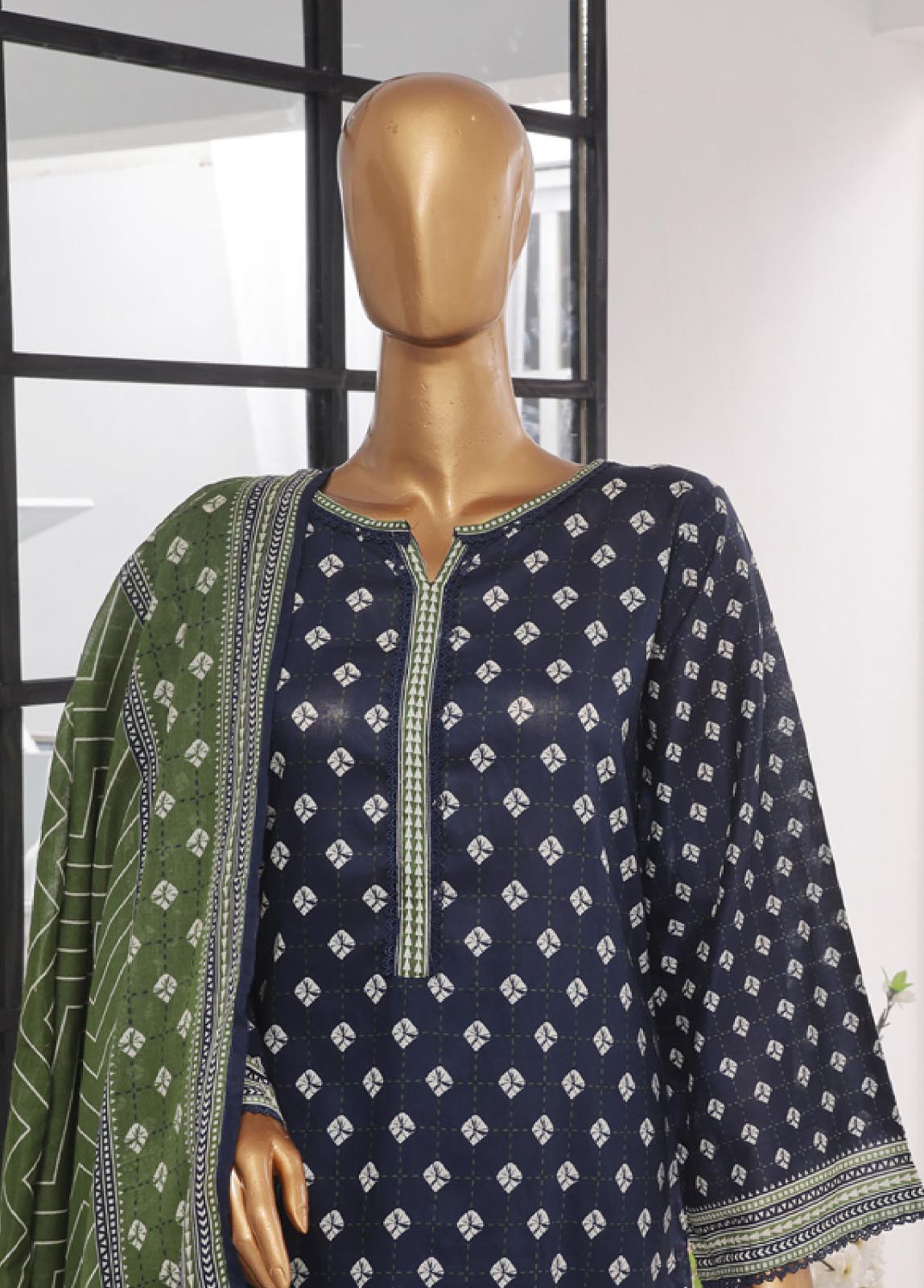 Bin Saeed Fabric - SM-755- 3 Piece Printed Stitched Suit