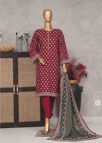 Bin Saeed Fabric - SM-756- 3 Piece Printed Stitched Suit