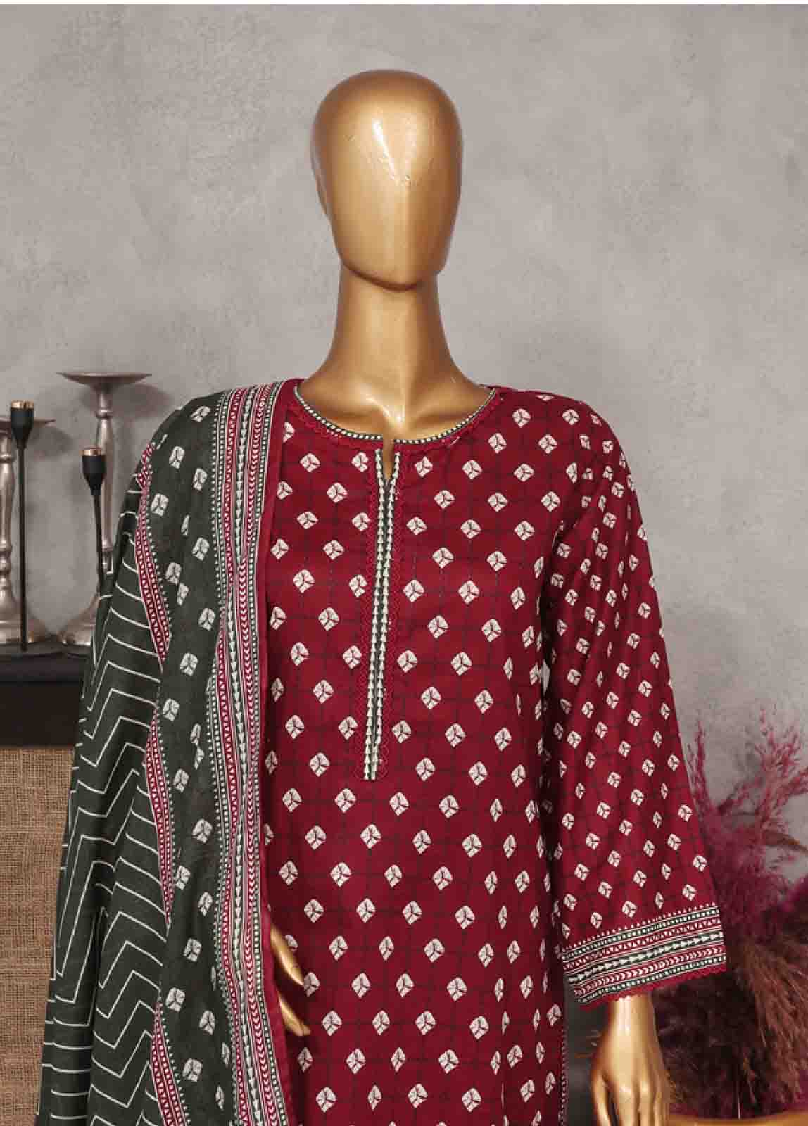 Bin Saeed Fabric - SM-756- 3 Piece Printed Stitched Suit