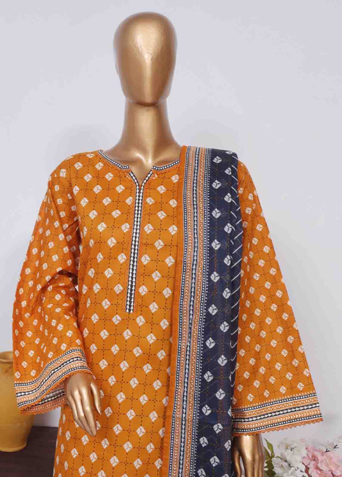 SM-757- 3 Piece Printed Stitched Suit