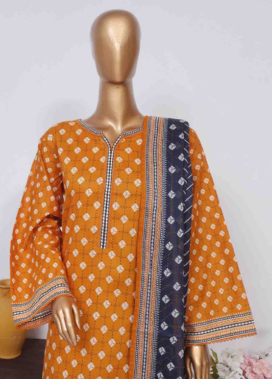 SM-757- 3 Piece Printed Stitched Suit