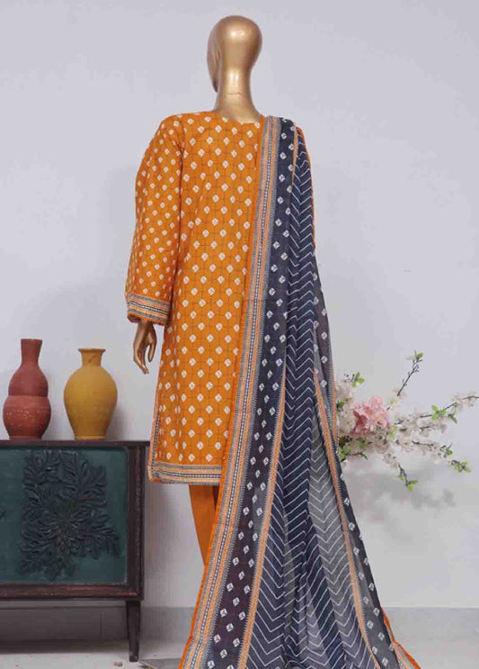 SM-757- 3 Piece Printed Stitched Suit