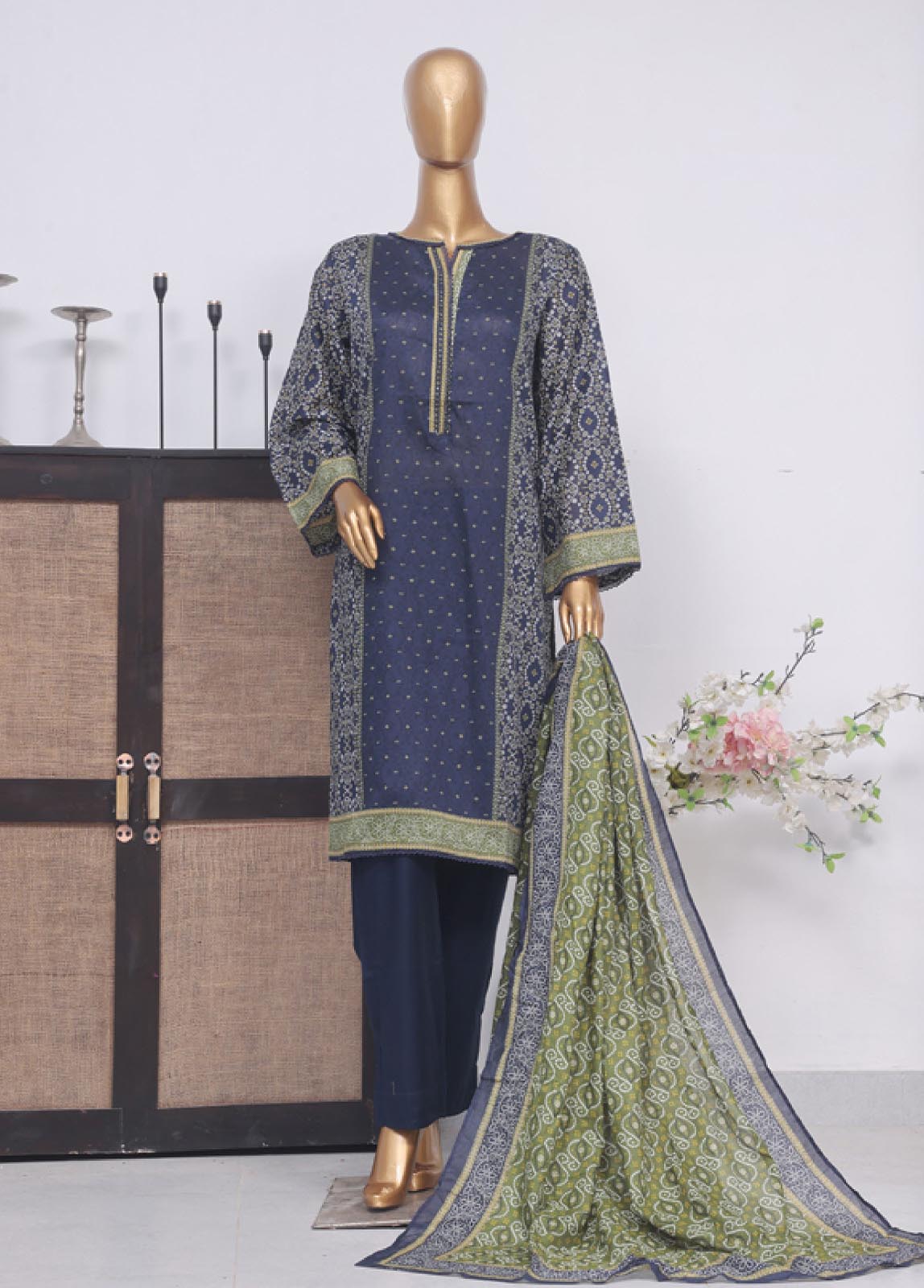 Bin Saeed Fabric - SM-759- 3 Piece Printed Stitched Suit