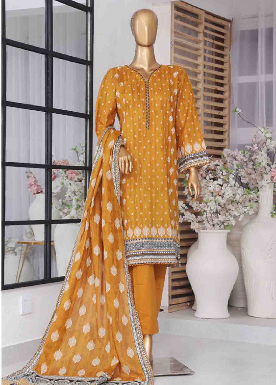 Bin Saeed Fabric - SM-760- 3 Piece Printed Stitched Suit