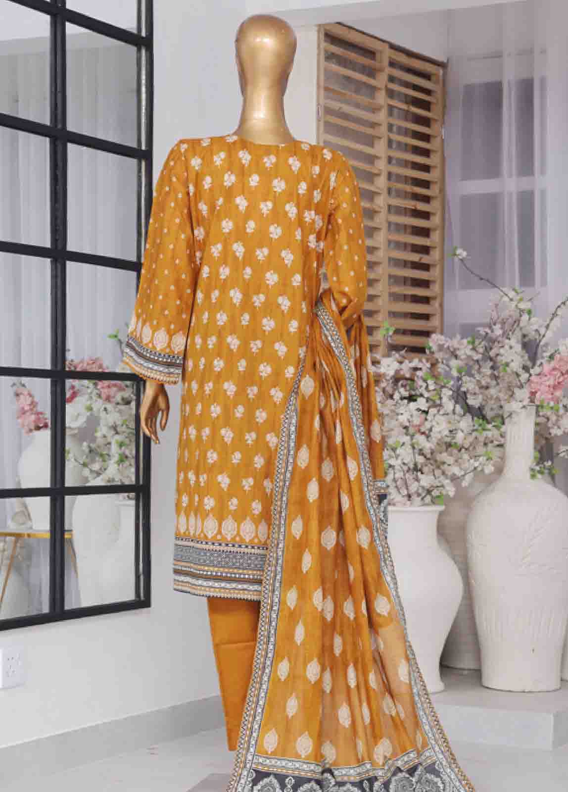 Bin Saeed Fabric - SM-760- 3 Piece Printed Stitched Suit