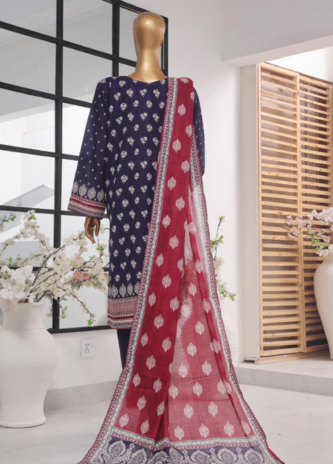 Bin Saeed Fabric - SM-761- 3 Piece Printed Stitched Suit