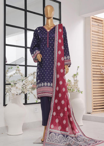 Bin Saeed Fabric - SM-761- 3 Piece Printed Stitched Suit