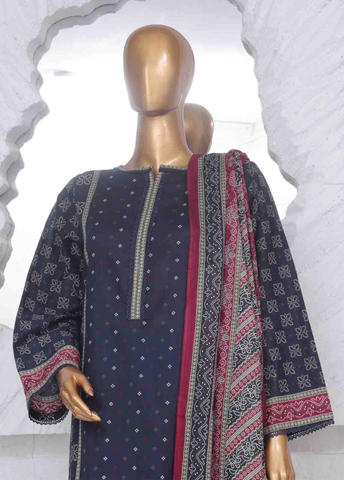 Bin Saeed Fabric - SM-763- 3 Piece Printed Stitched Suit