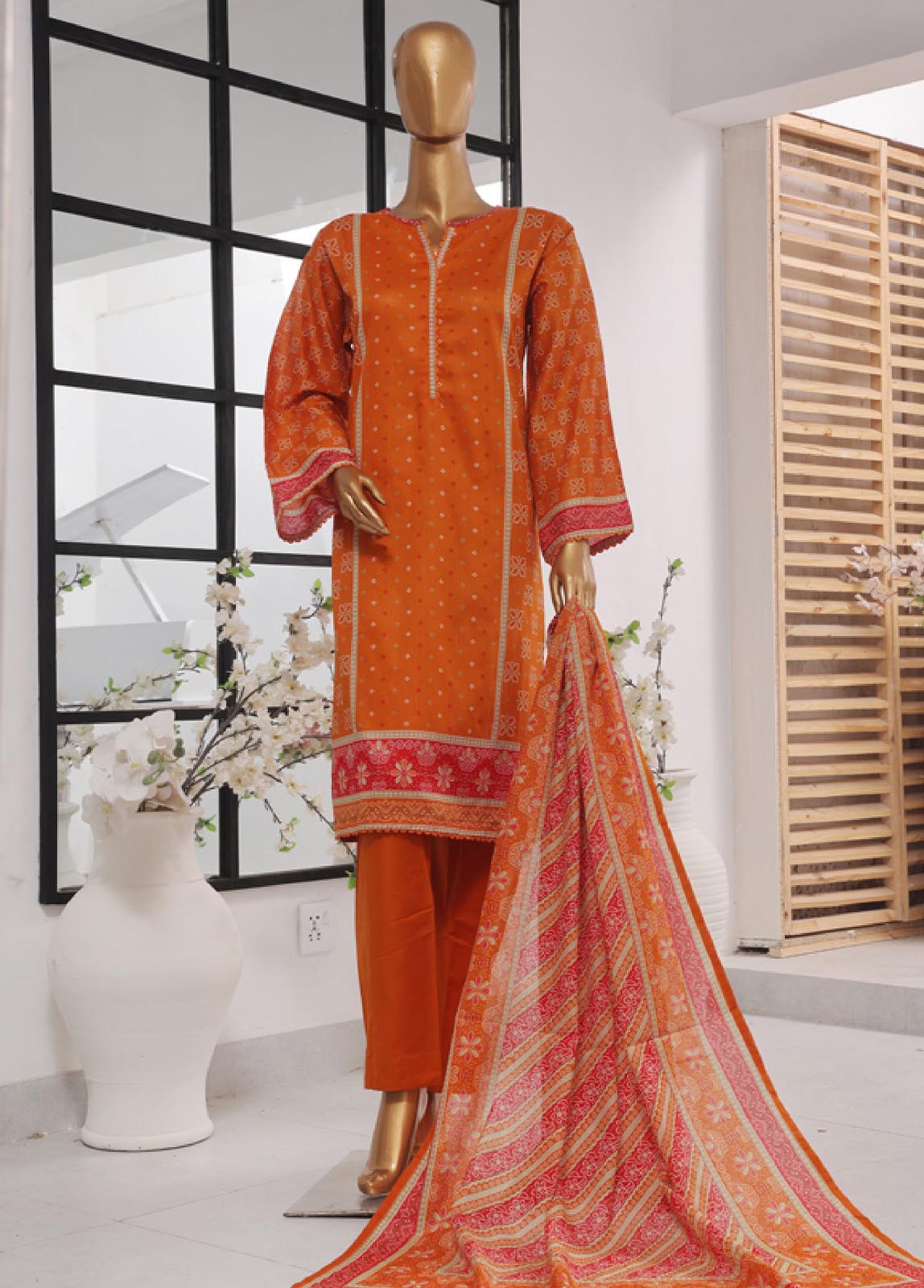 Bin Saeed Fabric - SM-764- 3 Piece Printed Stitched Suit