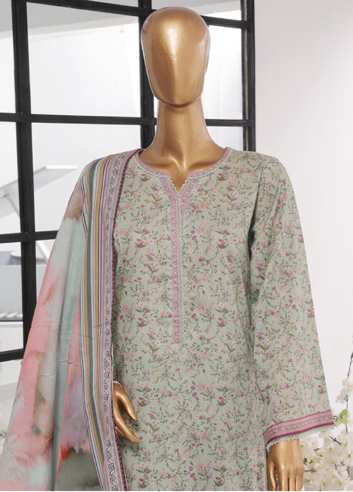 Bin Saeed Fabric - SM-765- 3 Piece Printed Stitched Suit