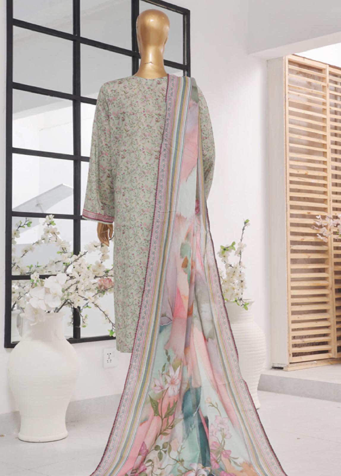 Bin Saeed Fabric - SM-765- 3 Piece Printed Stitched Suit