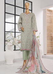 SM-765- 3 Piece Printed Stitched Suit