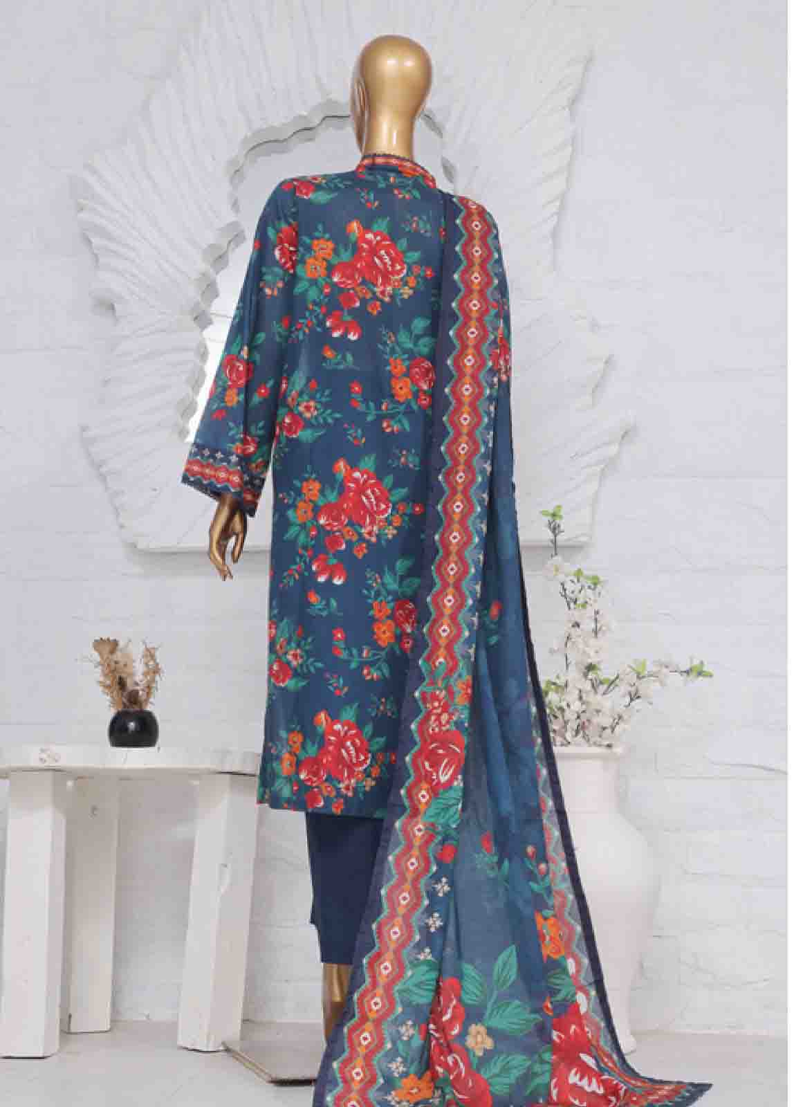 Bin Saeed Fabric - SM-766- 3 Piece Printed Stitched Suit