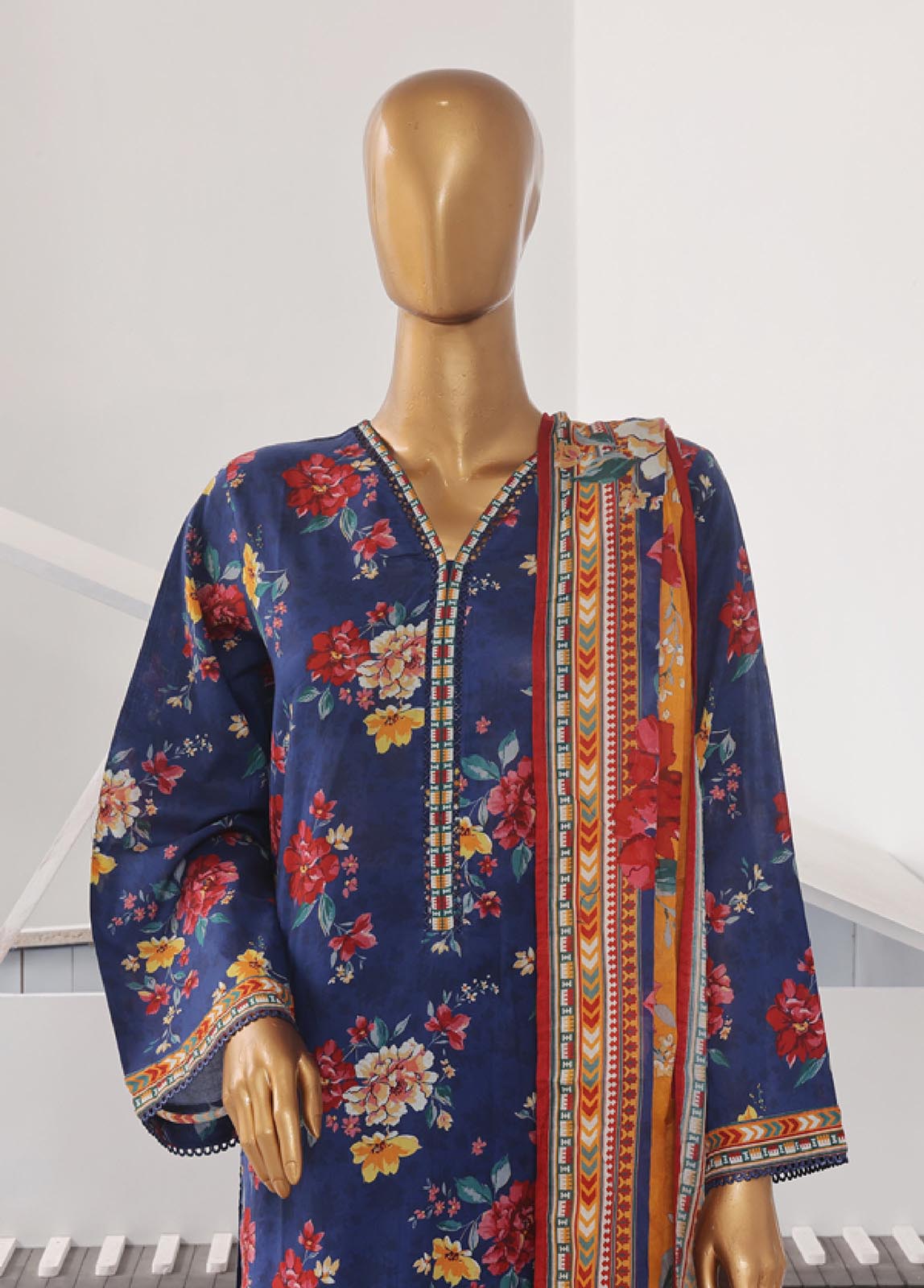Bin Saeed Fabric - SM-768- 3 Piece Printed Stitched Suit