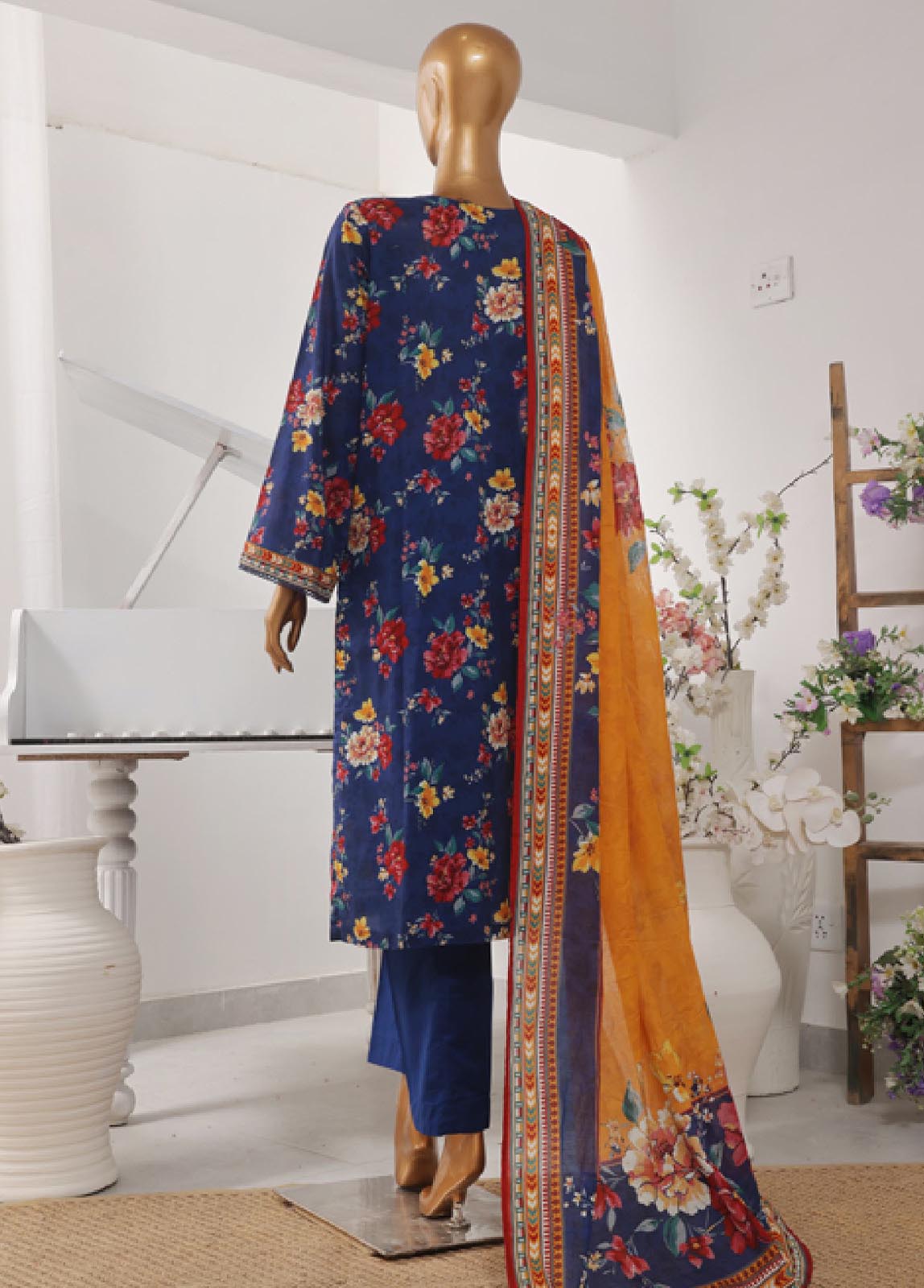 Bin Saeed Fabric - SM-768- 3 Piece Printed Stitched Suit