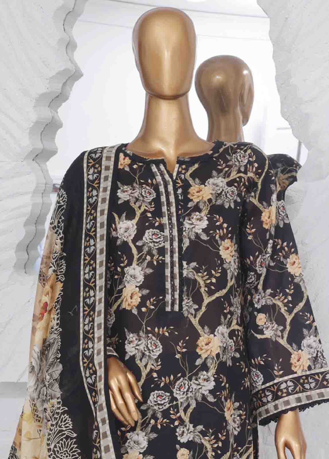 Bin Saeed Fabric - SM-772- 3 Piece Printed Stitched Suit