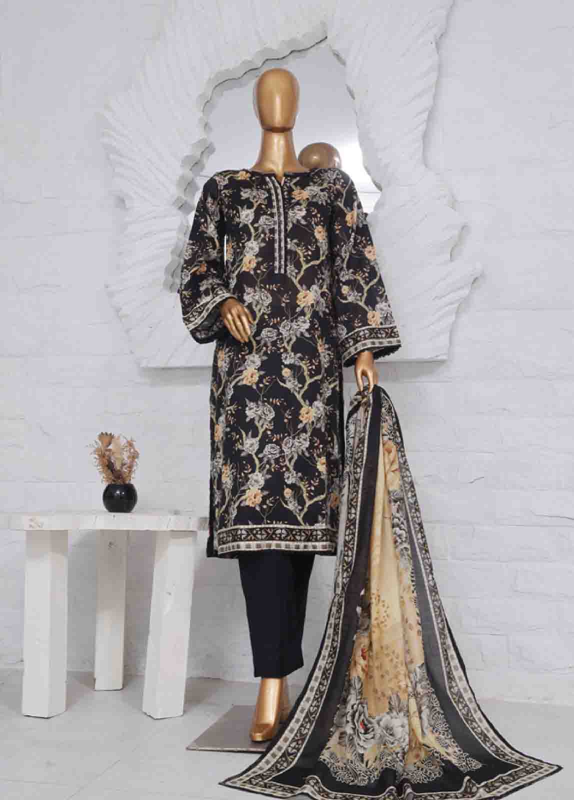 Bin Saeed Fabric - SM-772- 3 Piece Printed Stitched Suit